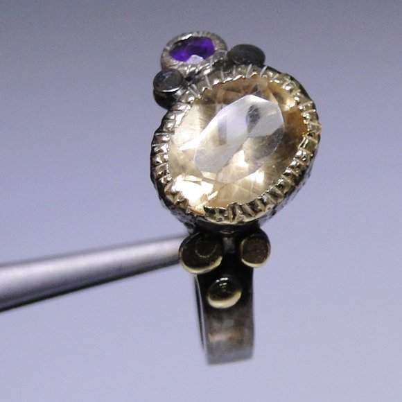 Sterling Silver oxidized ring Citrine Garnet NWOT - Picture 6 of 6